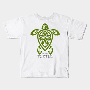 Green Tribal Turtle Kids T-Shirt